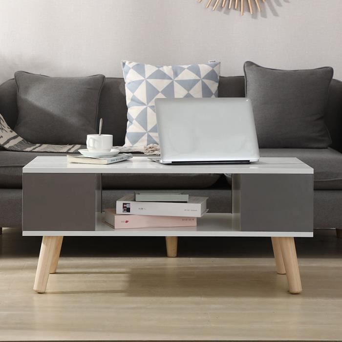 Mixmest® Table basse Style scandinave - bois - blanc et gris!!!