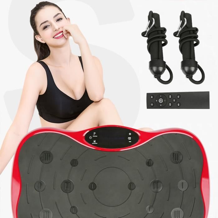 HEK Plateforme Vibrante Oscillante pour Fitness Charger 150kg, 99 Niveaux de Vitesses avec Bluetooth-USB Noir-Rouge
