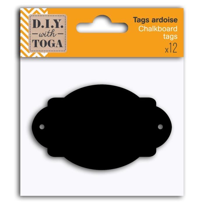 D.I.Y WITH TOGA 12 Tags Ardoise - Ovales Baroques