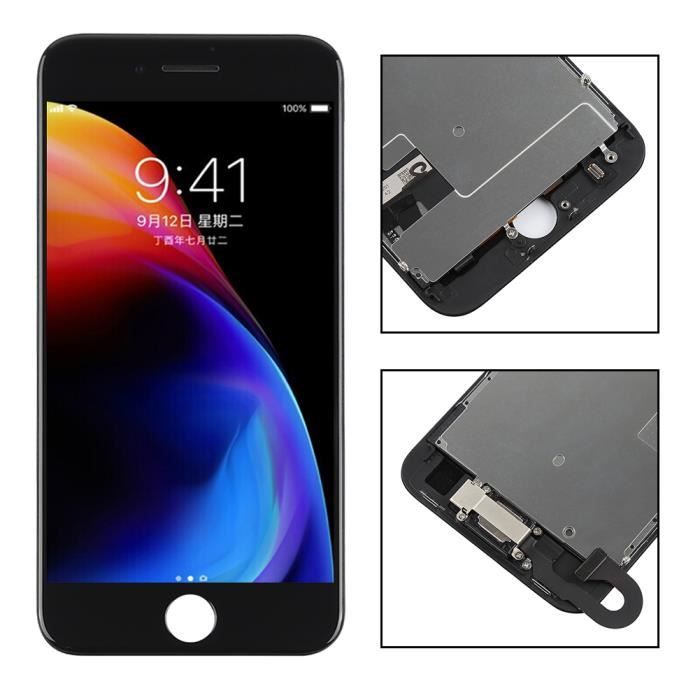 Noir Ecran LCD Vitre Tactile + Home caméra avec un kit d'outils complet Pour iPhone 8 4.7\