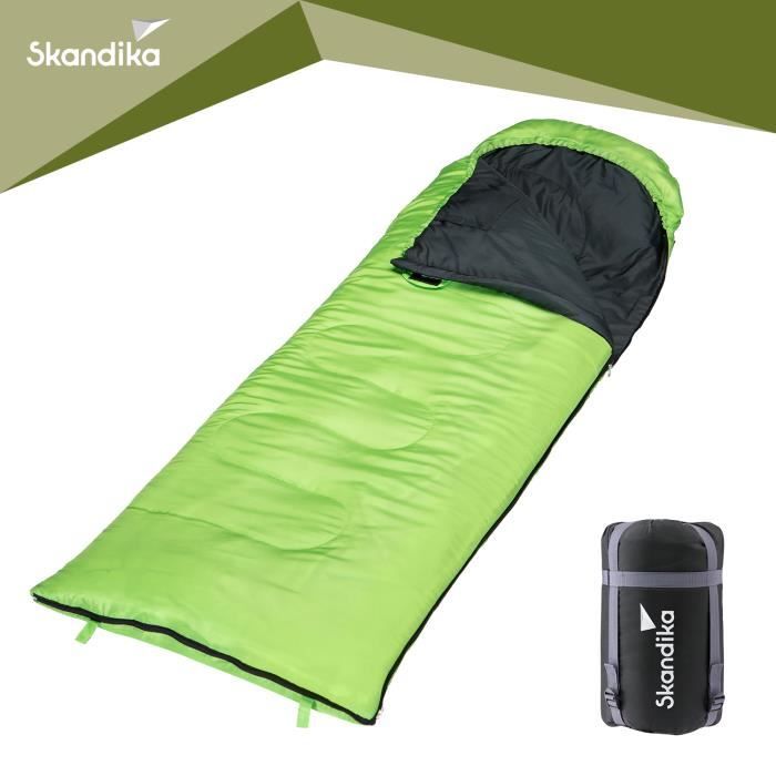 Skandika Skye - Sac de Couchage Rectangulaire - 220x75 cm - Jumelable - Vert -Zip Droit