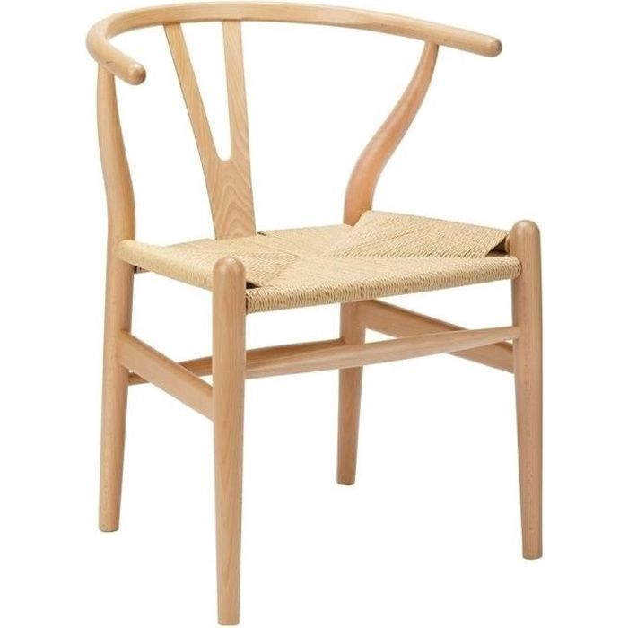 Chaise naturelle WISHBONE - bois de hêtre, fibre naturelle