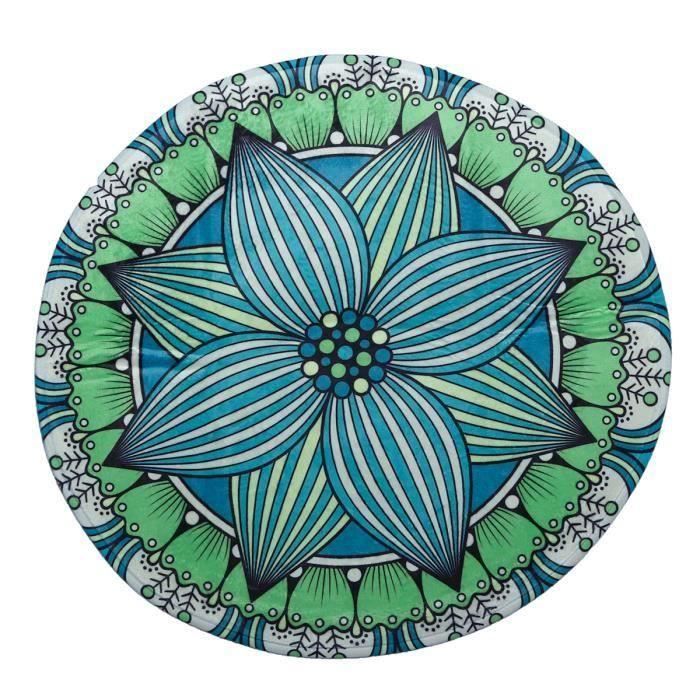 Tapis De Yoga Rond Mat Bohème Nappe Antidérapant Pour Chambre VERT L22685