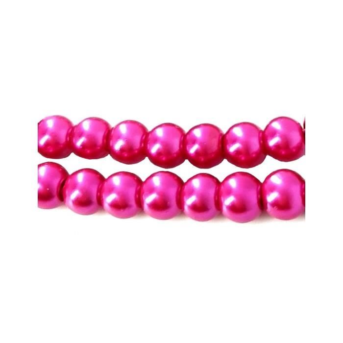 Lot de 130 perles Nacrées 6mm 6 mm - Rose fonçé