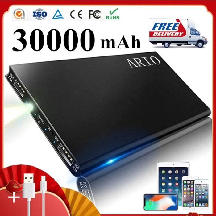 ARIO®30000mAh 2USB Powerbank Ultra-slim haute capacité Batterie externe pour iPhone, Andorid et autres appareils