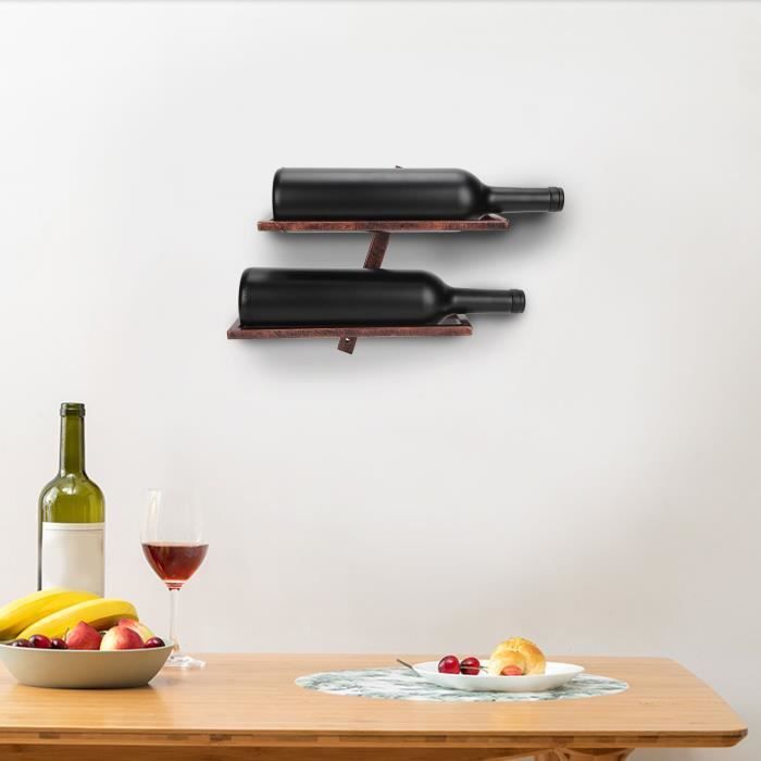 Porte-bouteilles Étagère murale rustique de support de bouteille de vin de casier à vin pour l'armoire de salle à manger HB042
