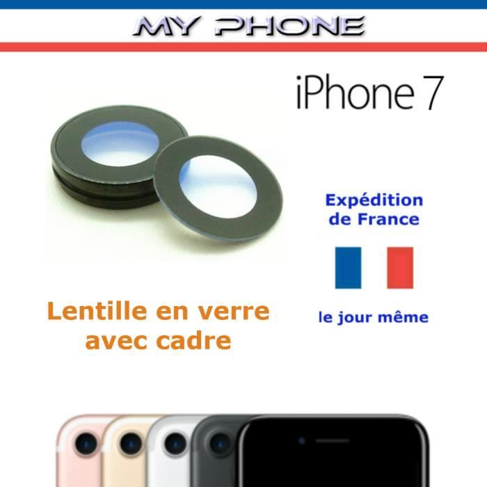 Vitre Caméra Arrière pour APPLE IPHONE 7 Lentille en verre avec cadre appareil Photo