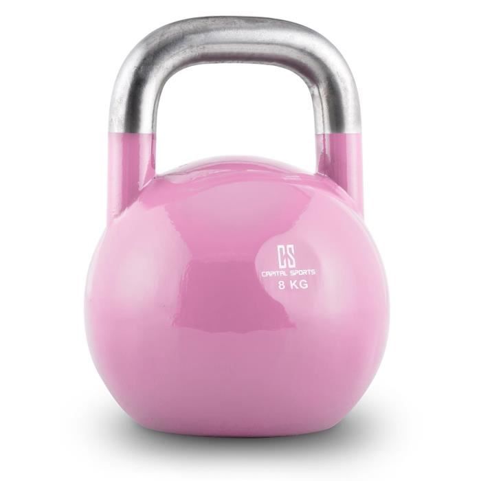 Capital Sports Compket 8 Kettlebell haltère poids acier 8kg - rose