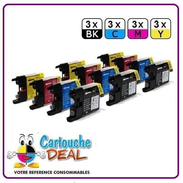 Lot 12 Cartouches générique compatible BROTHER LC 1240 LC 1280