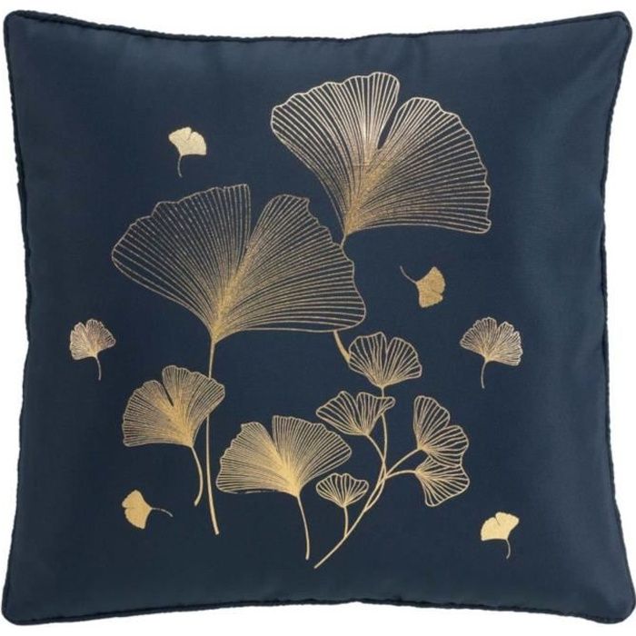 Coussin passepoil 40x40 Bloomy Marine/Or 40 X 40 Bleu