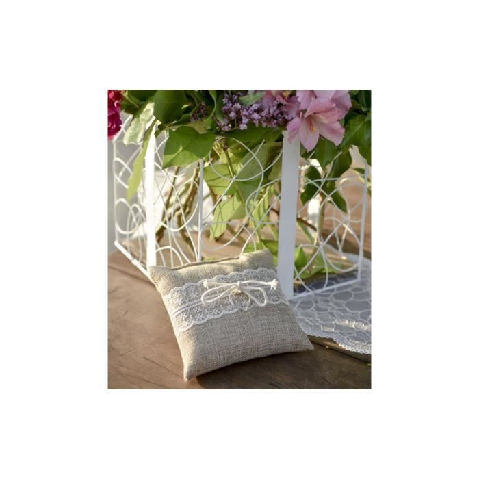Coussin d'alliance pas cher naturel en dentelle