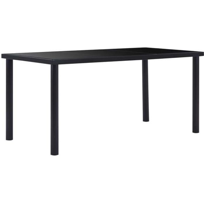 Table de salle à manger Noir 160x80x75 cm Verre trempé pois:26.3