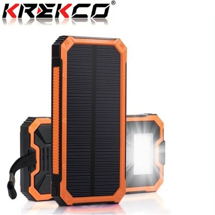 KREKCO®30000mAh Chargeur de Batterie Solaire Power Bank chargeur de Secours Portable Batterie Externe Etanche avec Lumière LED
