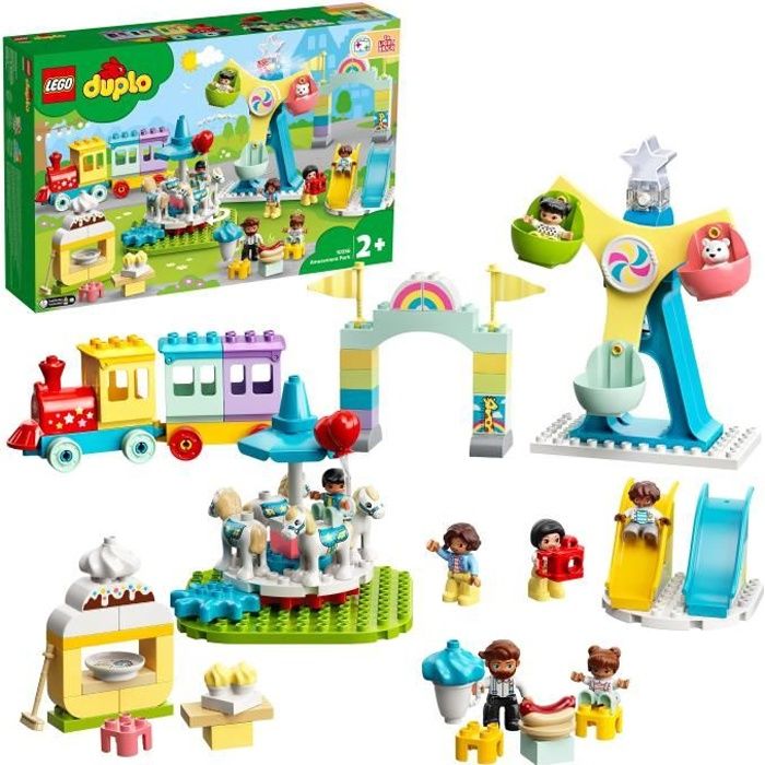 LEGO® 10956 DUPLO® Town Le parc d’attractions Jouet Enfant 2+ ans avec Train, Carrousel et Grande Roue