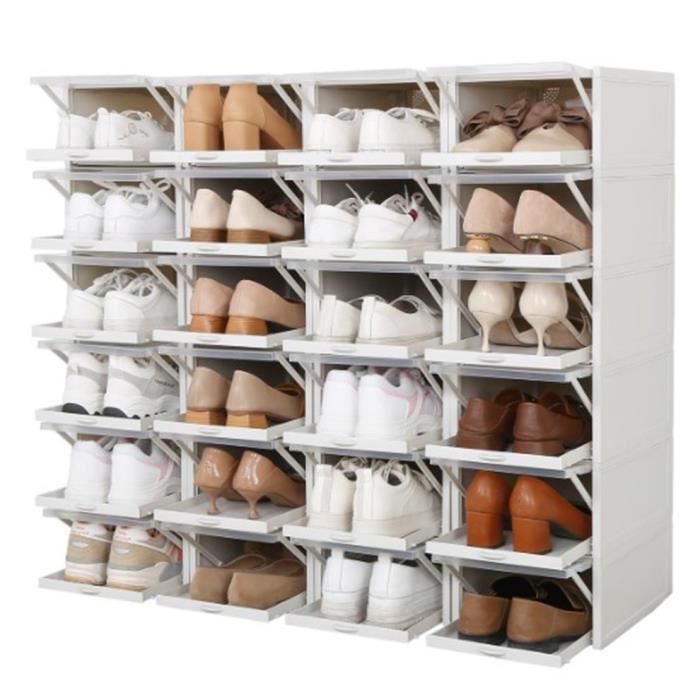 Armoire à chaussures de rangement de type tiroir transparent pour hommes Boîte à chaussures en plastique domestique, gris, grand