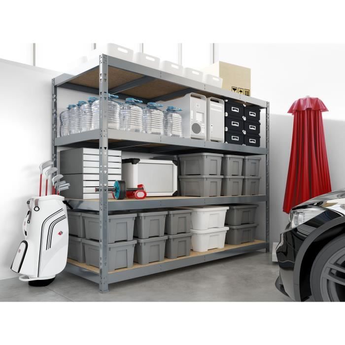 MODULÖ STORAGE Etagère métallique charge lourde 4 plateaux aggloméré 8 mm - 80 x 200 x 200 cm