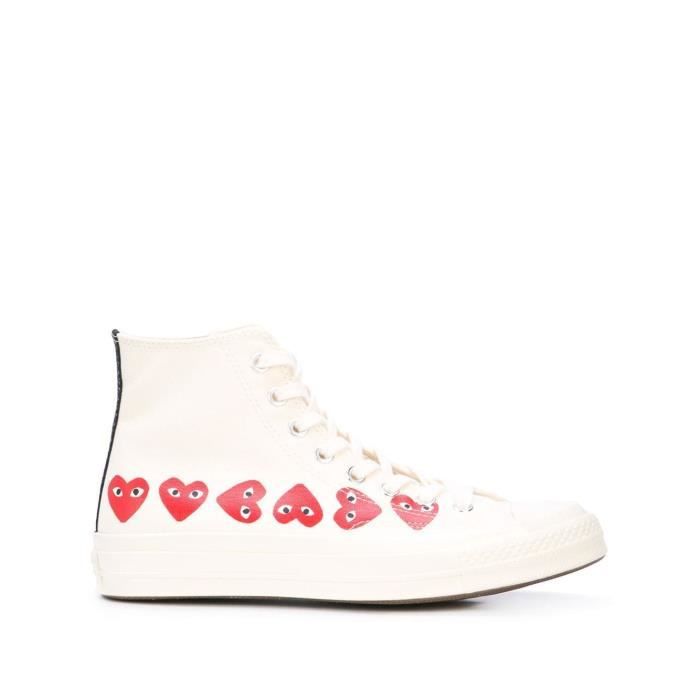 COMME DES GARÇONS PLAY FEMME P1K1162W BLANC TISSU BASKETS MONTANTES