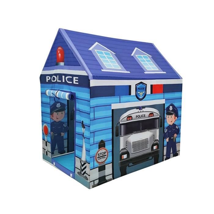 Tentes de Jeu pour Enfants Tente ExtéRieure IntéRieure Portable Tipi Pliable Pompier Policiers Semblant Jouer Gamehouse (Bleu)