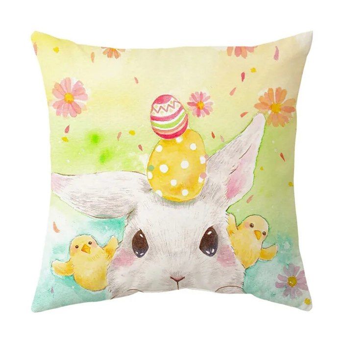 Taie D'oreiller Lapin Pâques 40x60cm - Housse Décorative Lavable 100% Polyester