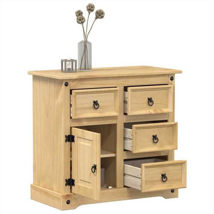 vidaXL Buffet Corona 80x40x75 cm bois massif de pin armoire de rangement meuble de rangement de cuisine meuble de 4005679