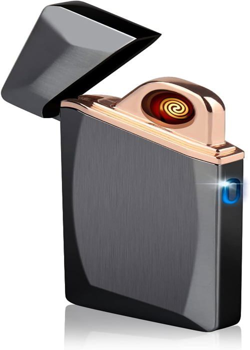 Lot De 2 Mini Briquets Sporgo - 1 électrique USB-C Et 1 à Gaz Rechargeable (sans Gaz), Motifs Dragon, Coupe-vent, Cadeau Homme