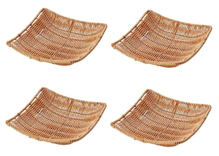 Lot De 2 Corbeilles En Métal Noir Avec Base En Bois – Panier Rangement Mural Ou De Comptoir – Pour Salle De Bain, Cuisine, Bureau