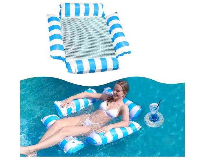 Flotteur Piscine Porte-gobelet Feelhap Matelas Gonflable Piscine Adulte - Hamac Eau Avec Filet & Porte-Gobelet - Lounge Piscine Matelas Gonflable Piscine Bestway