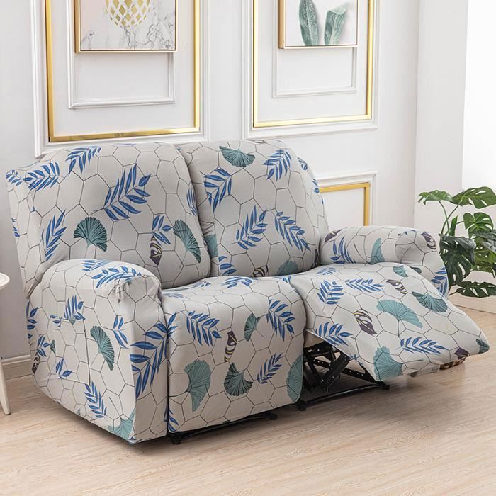 Housse de Fauteuil Relax Extensible 2 Places Housse de Fauteuil Relax Inclinable Couverture de Chaise Canapé Relax avec Poche U