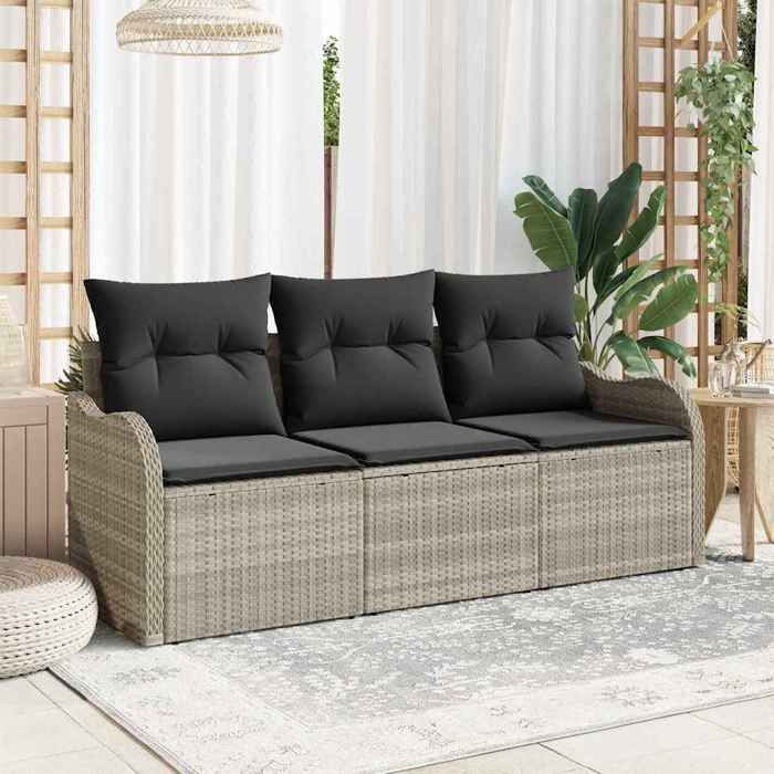 vidaXL Ensemble de canapé de jardin avec coussin 3 pcs - vue 9