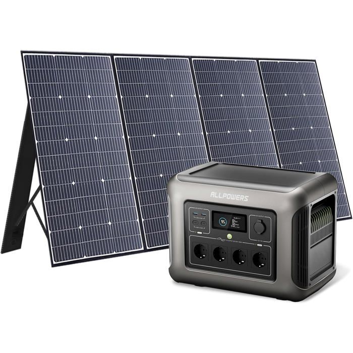 Générateur solaire - ALLPOWERS - R1500 LITE - 1600W AC - Panneau 400W inclus - Station dénergie portable - Recharge rapide