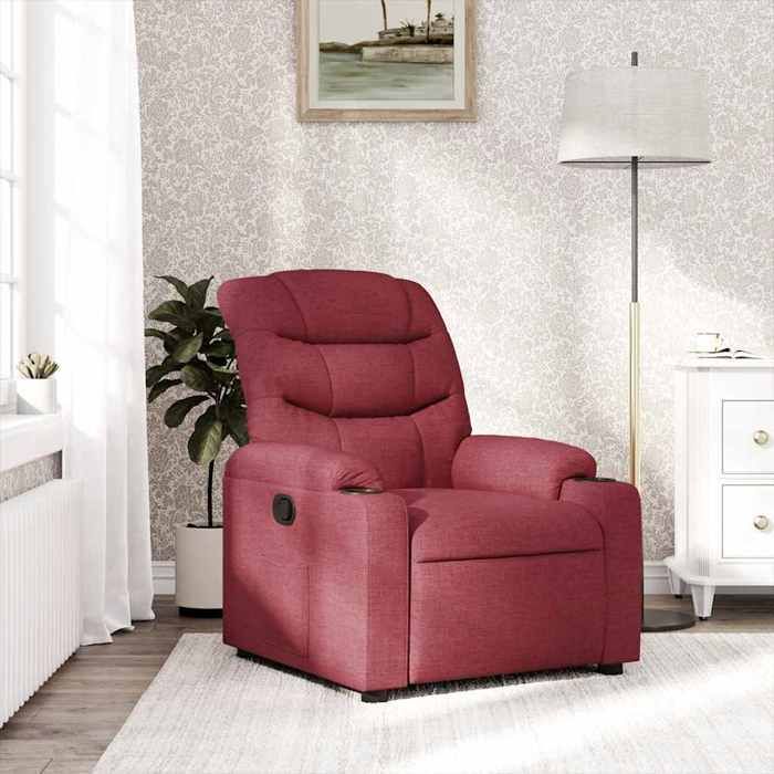 Printemps/été 2025 Fauteuil Relax SOLOMON Fauteuil inclinable Rouge bordeaux Tissu - 75.5x93x99.5 cm LV5110