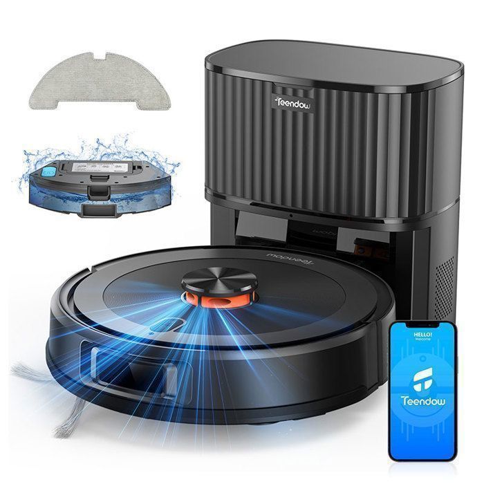 Aspirateur Robot Laveur  aspirant & lavant Vidange Auto Station LDS Commande via Appli Mobile & Voix - Zenora