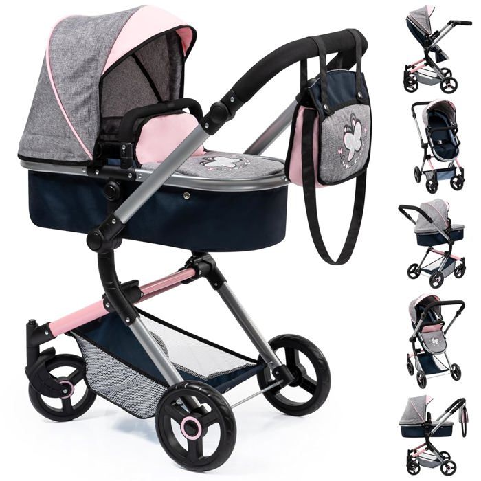 Poussette pour poupée - BAYER DESIGN - Neo Vario (18427AA) - Poignée réglable 62-79 cm - Convertible jogging - Pliable sac inclus