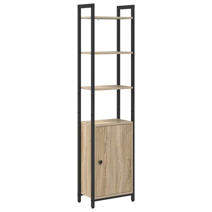 Bibliothèque industrielle - vidaXL - Chêne Sonoma - 40x24x161 cm - Bois dingénierie - 6 étagères - 1 porte