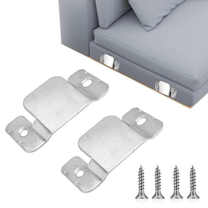 Connecteurs Meubles Canapé-2 Argent 9x5cm Inox Vis Incluses Renfort Armoire Tiroir Reparation Lumiryn