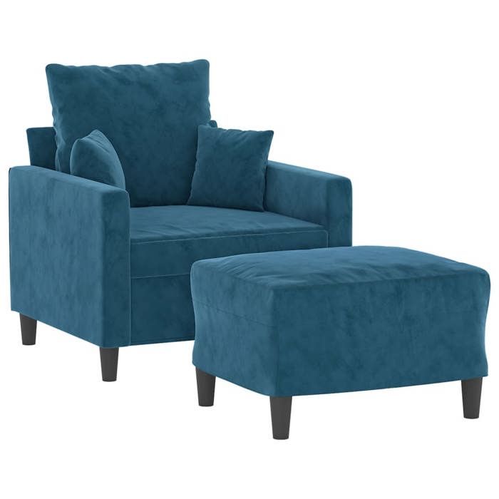 Promo 20261 pcs Fauteuil avec repose-pied - adulte/enfant - SARAZYJ - Meuble de salon - Bleu 60 cm Velours - S1264597