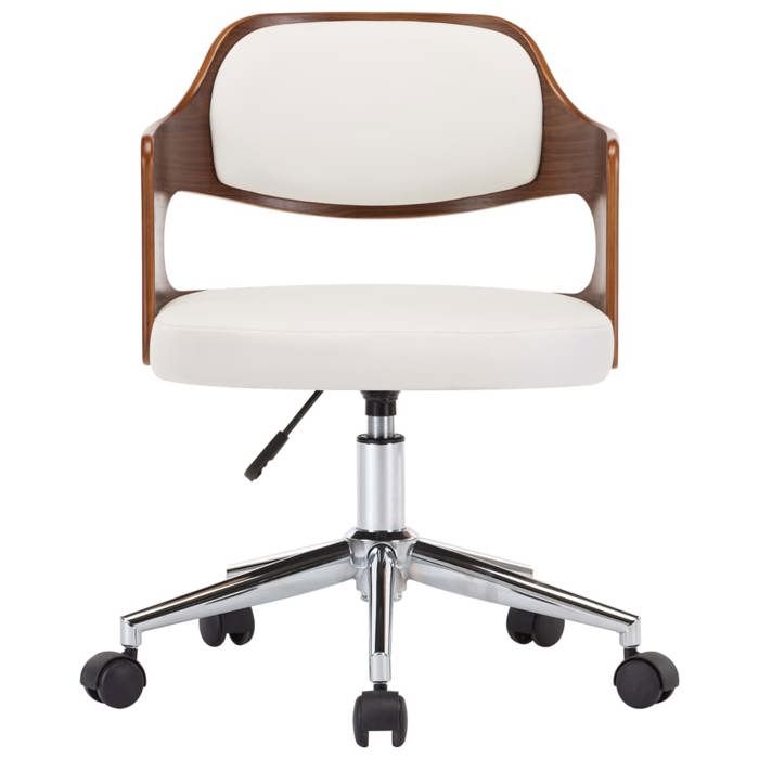 NEW Chaise à manger/Chaises cuisine(1 PCS) - EN SOLDES - avec roues - Chaise pivotante à manger Blanc Bois courbé et similicuir 2_41
