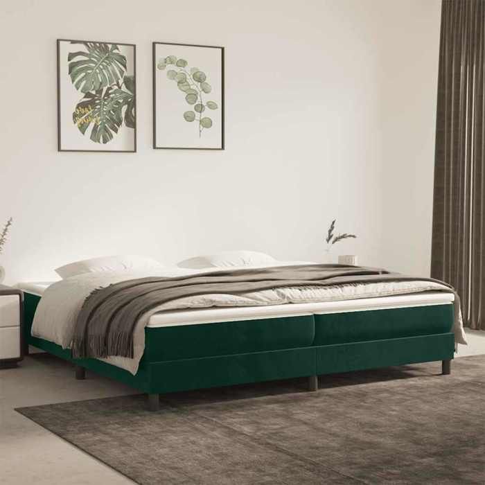 Soldes FlottantsLit double 200x200cm Cadre de lit à lattes classique vert foncé 200x200cm velours