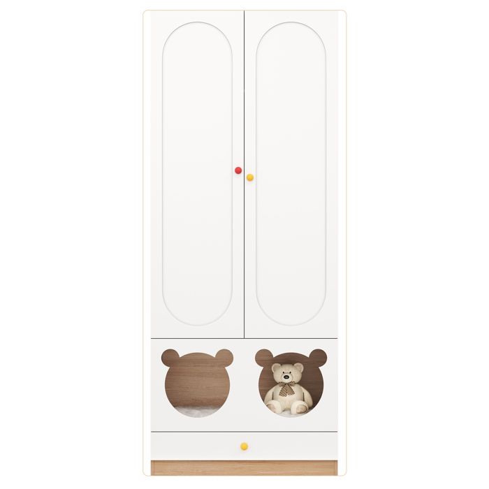 Armoire enfant penderie WELLTIN avec niche chat dressing enfant meuble de rangement chambre enfant blanc 80x50x200 cm