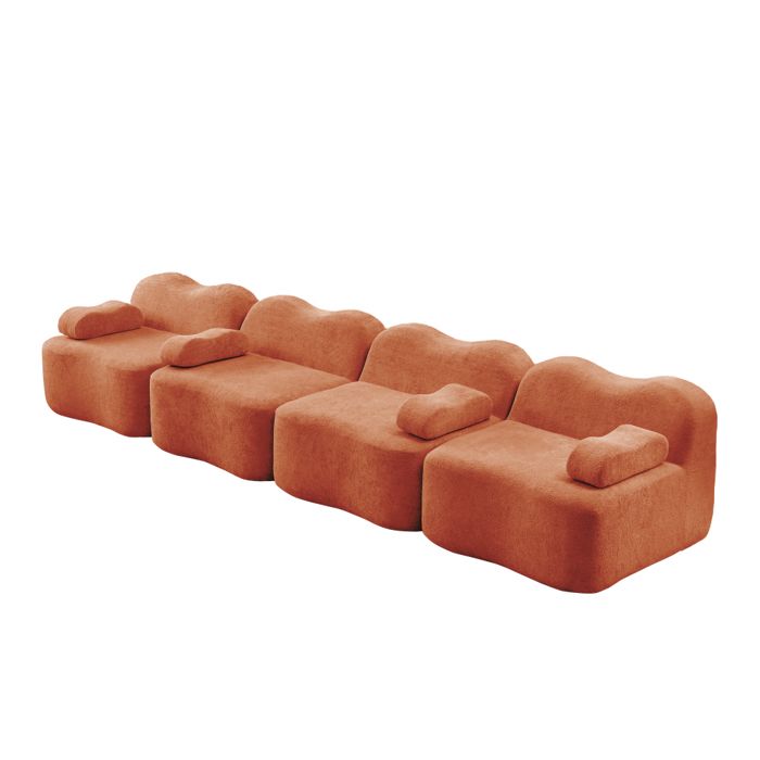 Canapé compressé dangle modulaire -canapé-lit convertible droit 4 places - coussin de siège profond salon Orange
