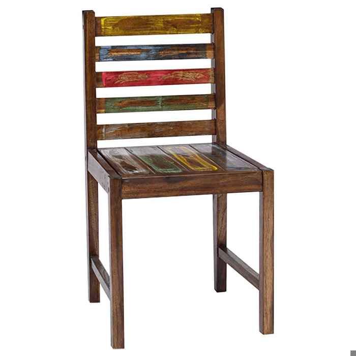 Multicolore JILLES® Siège scandinave Pour salon/cuisine - 45x45x86cm - Lot de 2 Chaises à manger - Bois de récupération solide Ho13