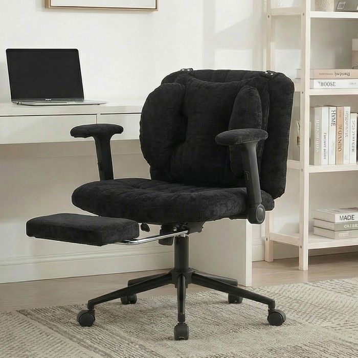 CollaHausse Chaise de Bureau Pivotante avec Repose-Pieds Charge 150kg Style Gaming Noir