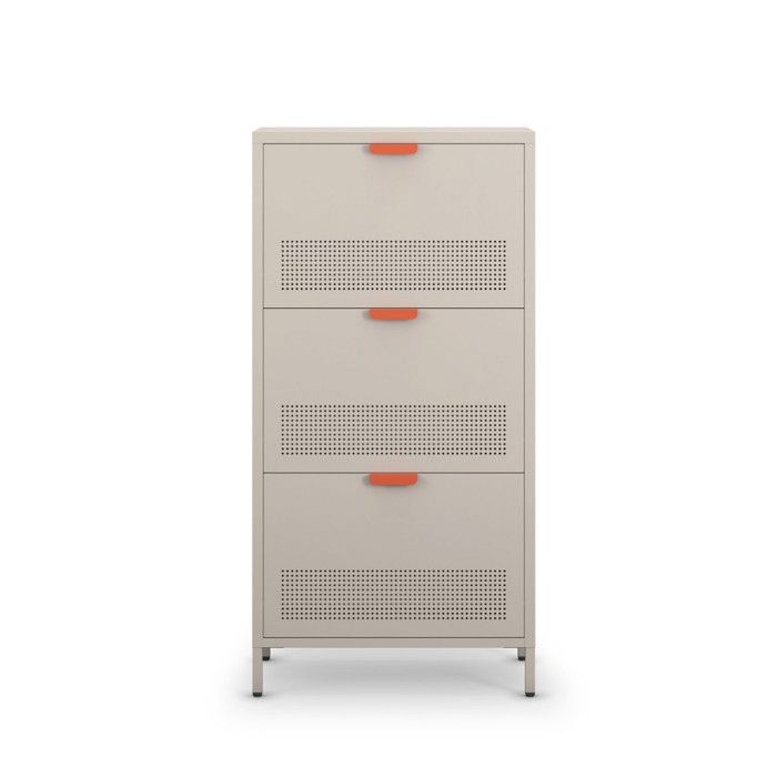 Adel - Meuble à chaussures 3 portes en métal H120cm - Beige Adel - Meuble à chaussures 3 portes en métal H120cm - Beige