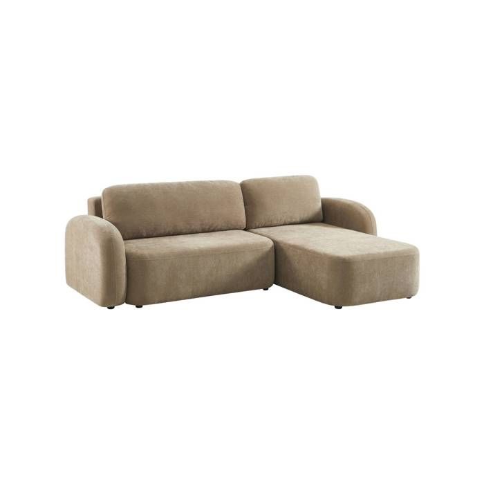 Canapé dangle réversible convertible 3 places tissu avec coffre taupe - Nouma Canapé dangle réversible convertible 3 places tissu avec coffre taupe - Nouma