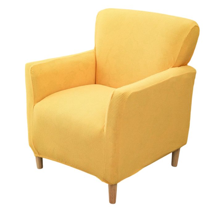 1 Housse fauteuil à oreilles velours extensible lavable en machine jaune pour salon .