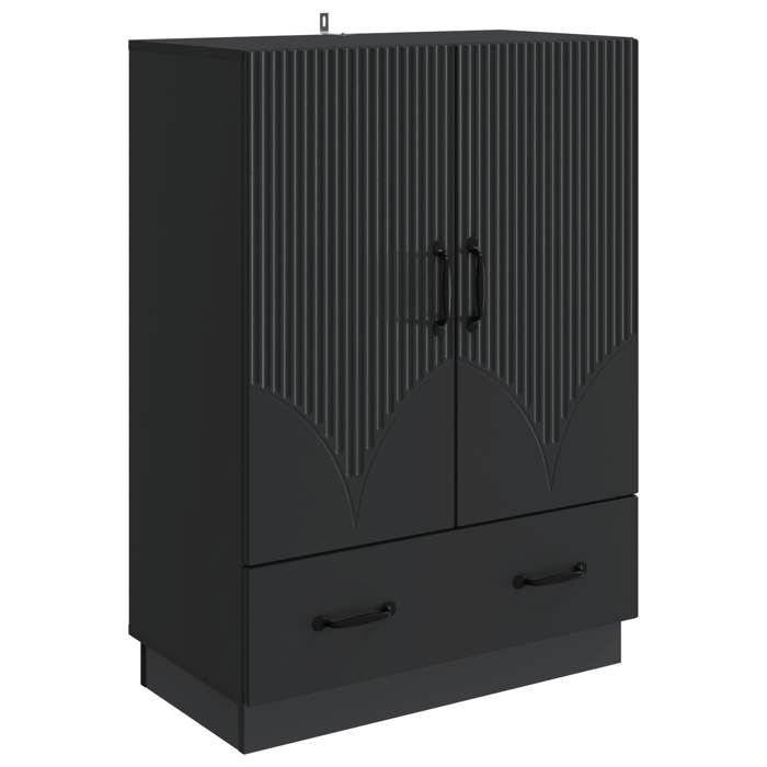 Bahut - Buffet avec tiroir - vidaXL - bois dingénierie - noir - 66 x 345 x 92 cm - 1 tiroir - 2 portes pivotantes 90° 3263579