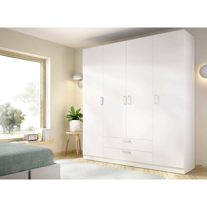 Grande Armoire Colin Dmora en Bois Mélaminé Blanc 52x215h cm Grande Armoire Colin Dmora en Bois Mélaminé Blanc 52x215h cm