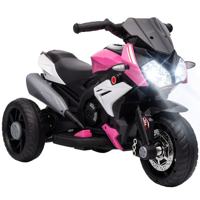 Moto électrique enfants - HOMCOM - 3 roues - effets lumineux et sonores - métal et PP - 86x42x52cm - rose