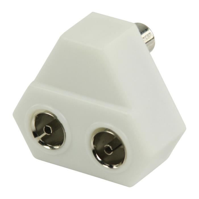 Répartiteur Antenne TV Mâle Vers 2 Femelles - 2-pack - Pour Connecter Plusieurs Appareils (TV, Décodeur, Console)