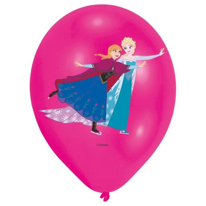 AMSCAN 6 Ballons latex Reine des Neiges - Disney Impression couleurs 27,5 cm / 11''